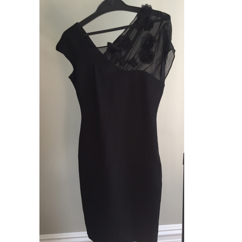 NWT Taylor Silk One Sleeve Black Dress